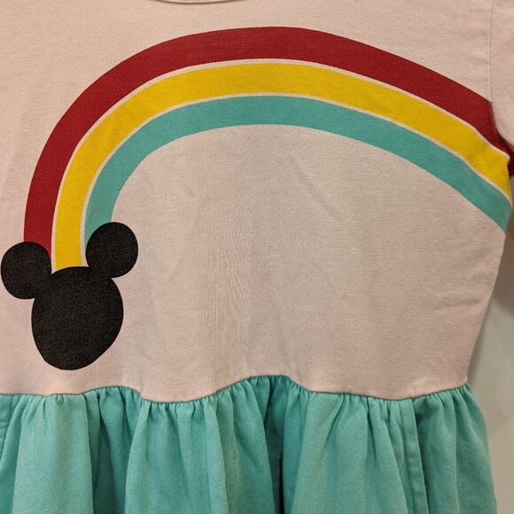 Hanna Andersson Mickey Mouse Rainbow Pink  Cotton Dress Girls Size 140 10 - Picture 2 of 6